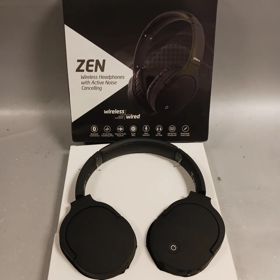 BOXED GROOV-E ZEN ACTIVE NOISE CANCELLING WIRELESS HEADPHONES 