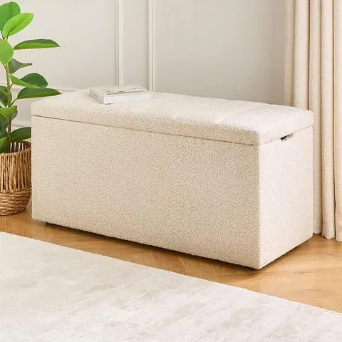 BOXED DAKOTA BLANKET BOX BOUCLE OTTOMAN - NATURAL