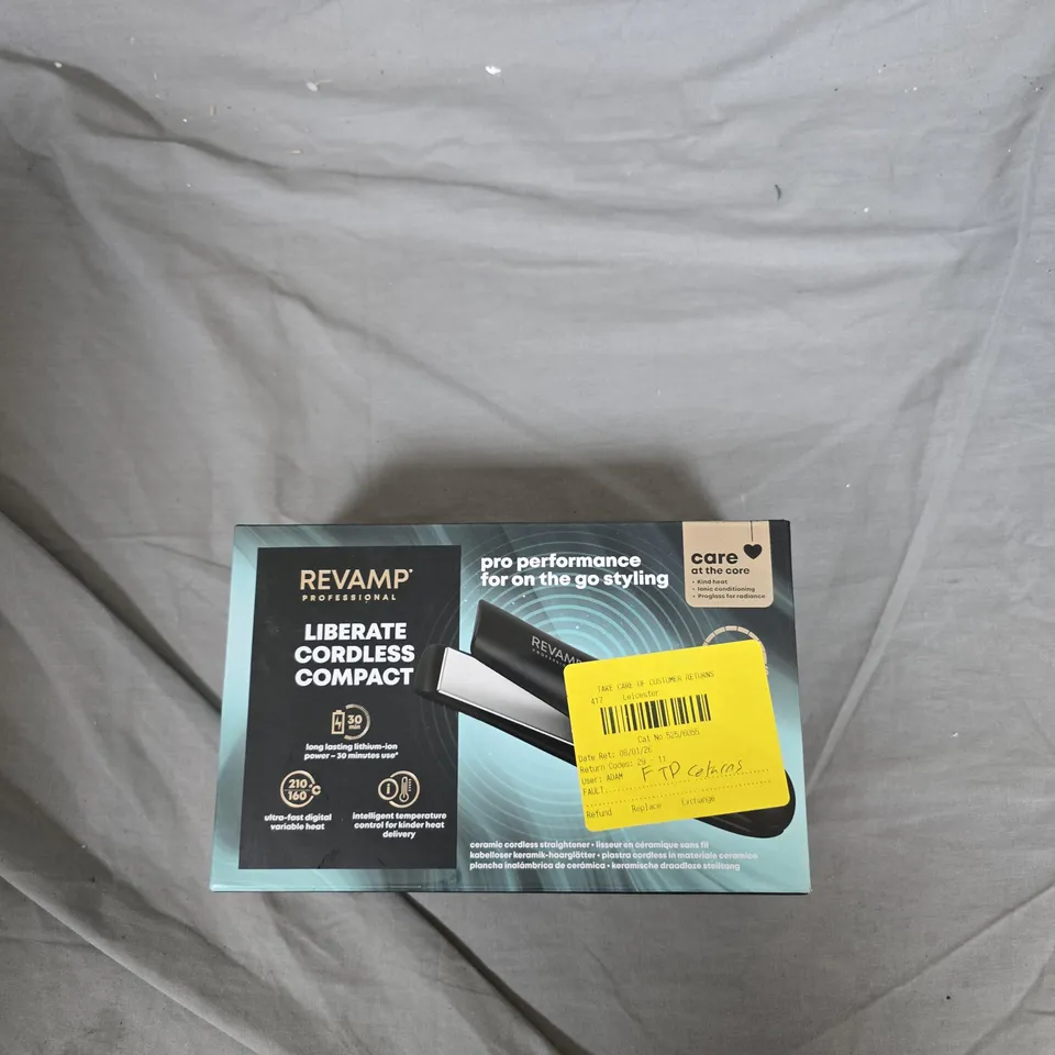 REVAMP PROFESSIONAL LIBERATE CORDLESS COMPACT HAIR STRAIGHTENER – BOXED