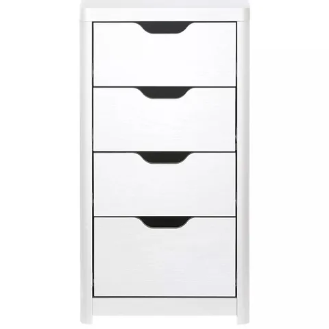 BOXED ASPEN SLIM 4 DRAWER CHEST IN WHITE/OAK - COLLECTION ONLY