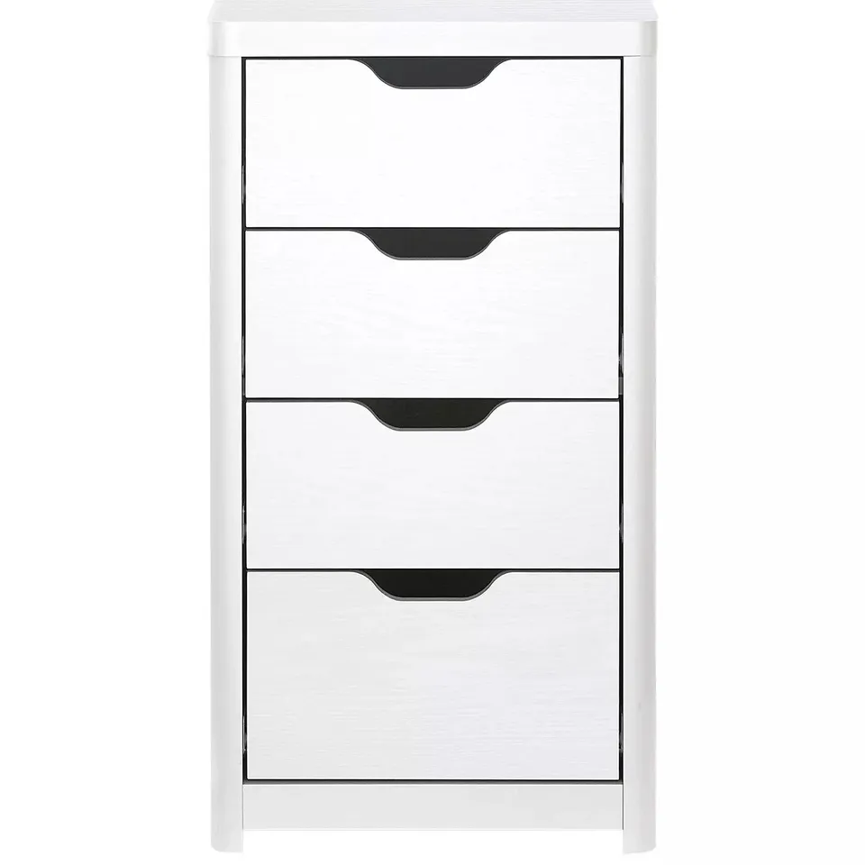BOXED ASPEN SLIM 4 DRAWER CHEST IN WHITE/OAK - COLLECTION ONLY