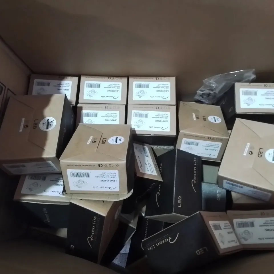 PALLET CONTAINING 13 MULTIPACK BOXES OF ASSORTED LIGHTING ITEMS TO INCLUDE EMCOLITE NINI20 LIGHTS WITH CONTROLLER, ELECTRONIC BALLASTS AND ROSEN LITE LED DOWNLIGHTS 
