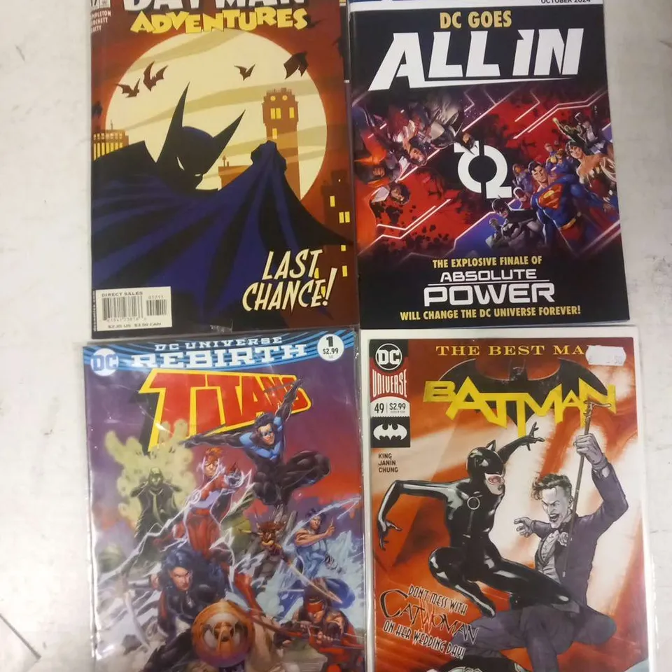 TEN ASSORTED DC COMICS TO INCLUDE; BATMAN, DC GOES ALL IN, GOTHAM ACADEMY, THE JOKER AND LIL GOTHAM