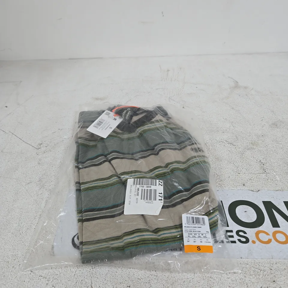 SUPERDRY RELAXED FIT GREEN STRIPE T SHIRT 36" SMALL TAGGED BAGGED