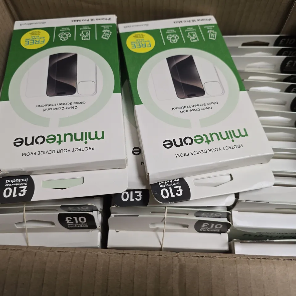 BOX OF APPROXIMATELY 30 MINUTE ONE IPHONE 16 PRO MAX CLEAR CASE