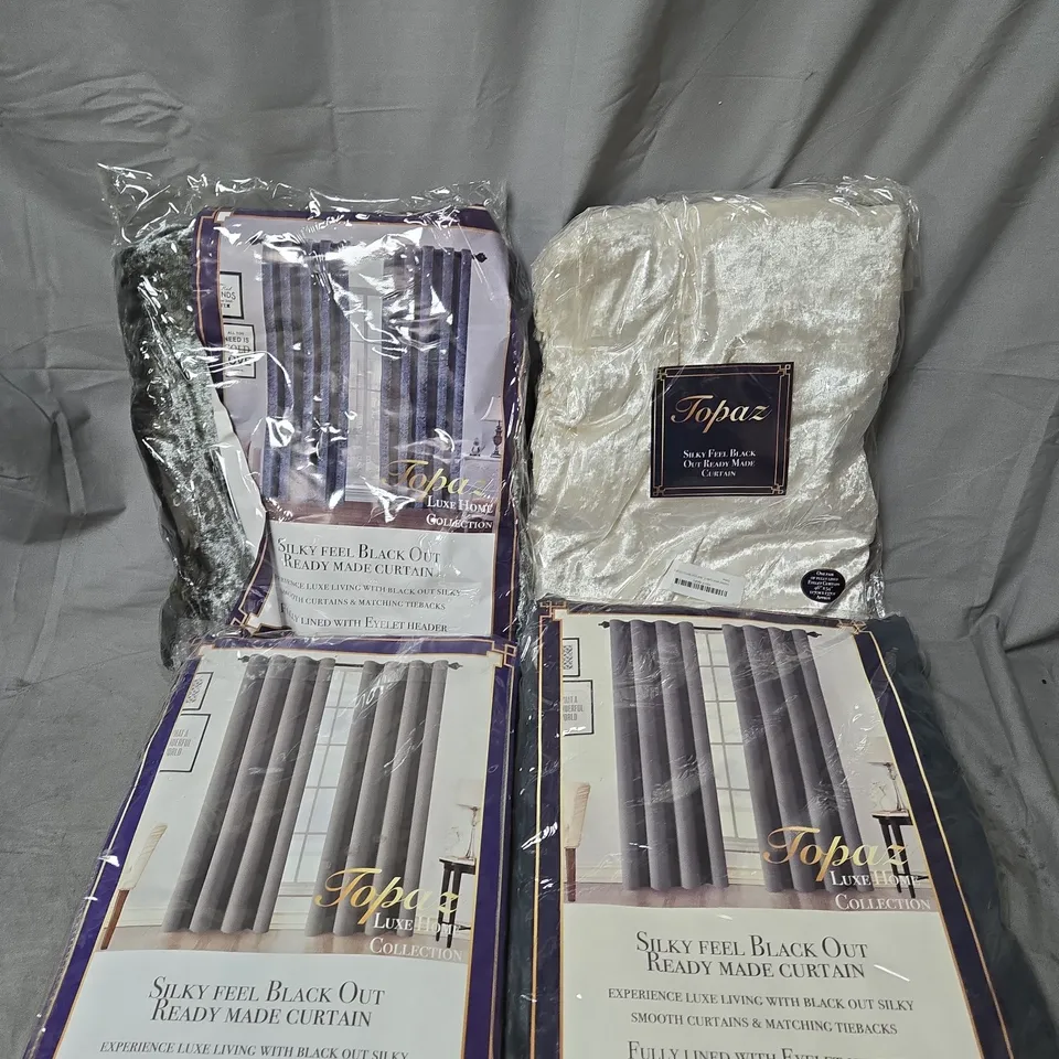 BOX OF APPROXIMATELY 4 ASSORTED CURTAINS IN VARIOUS COLOURS AND FABRICS