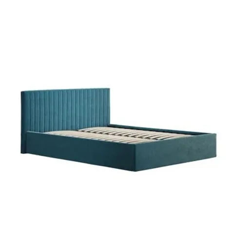 BOXED HUCKSLEY UPHOLSTERED BED FRAME - KING SIZE, TEAL (2 BOXES)