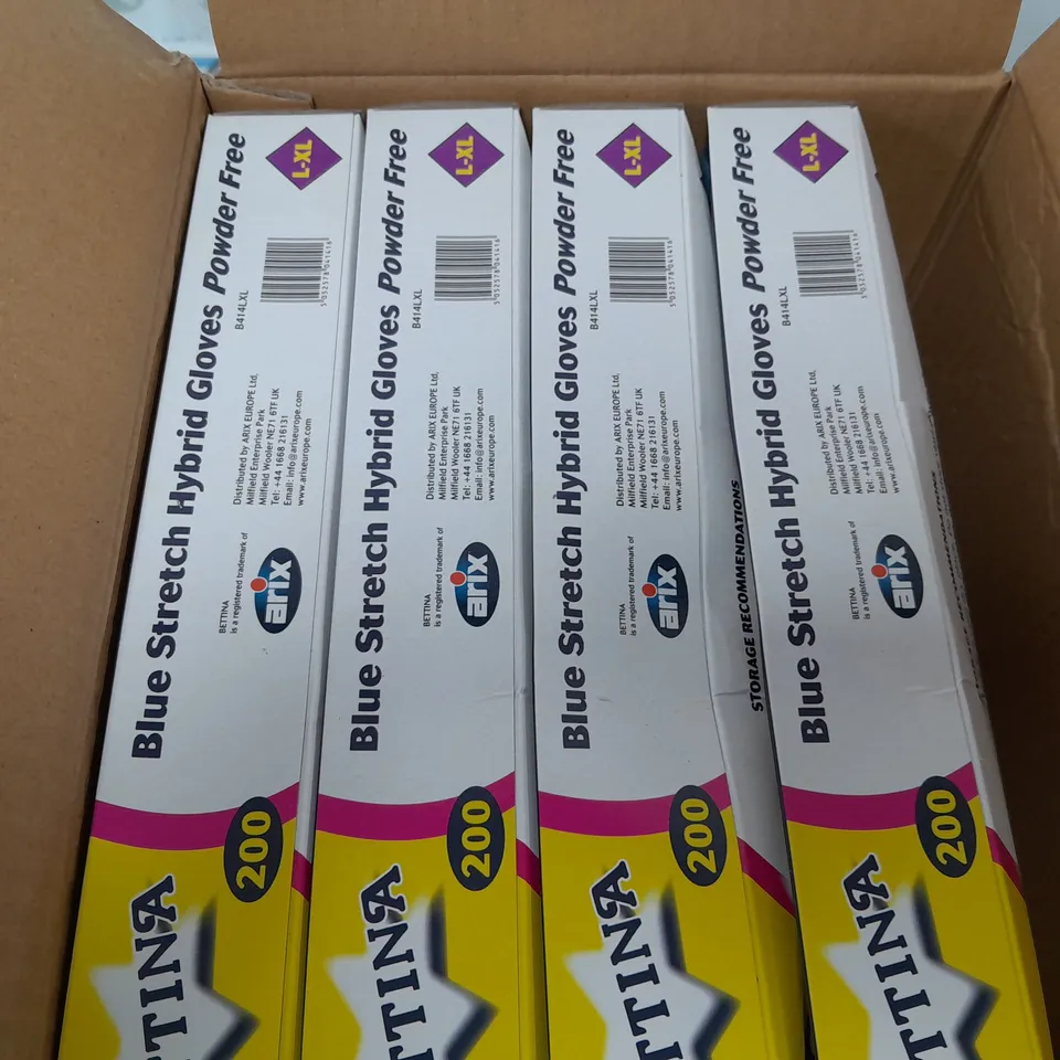 BOX OF 10 PACKS OF 200 BETTINA BLUE STRECH GLOVES - L-XL