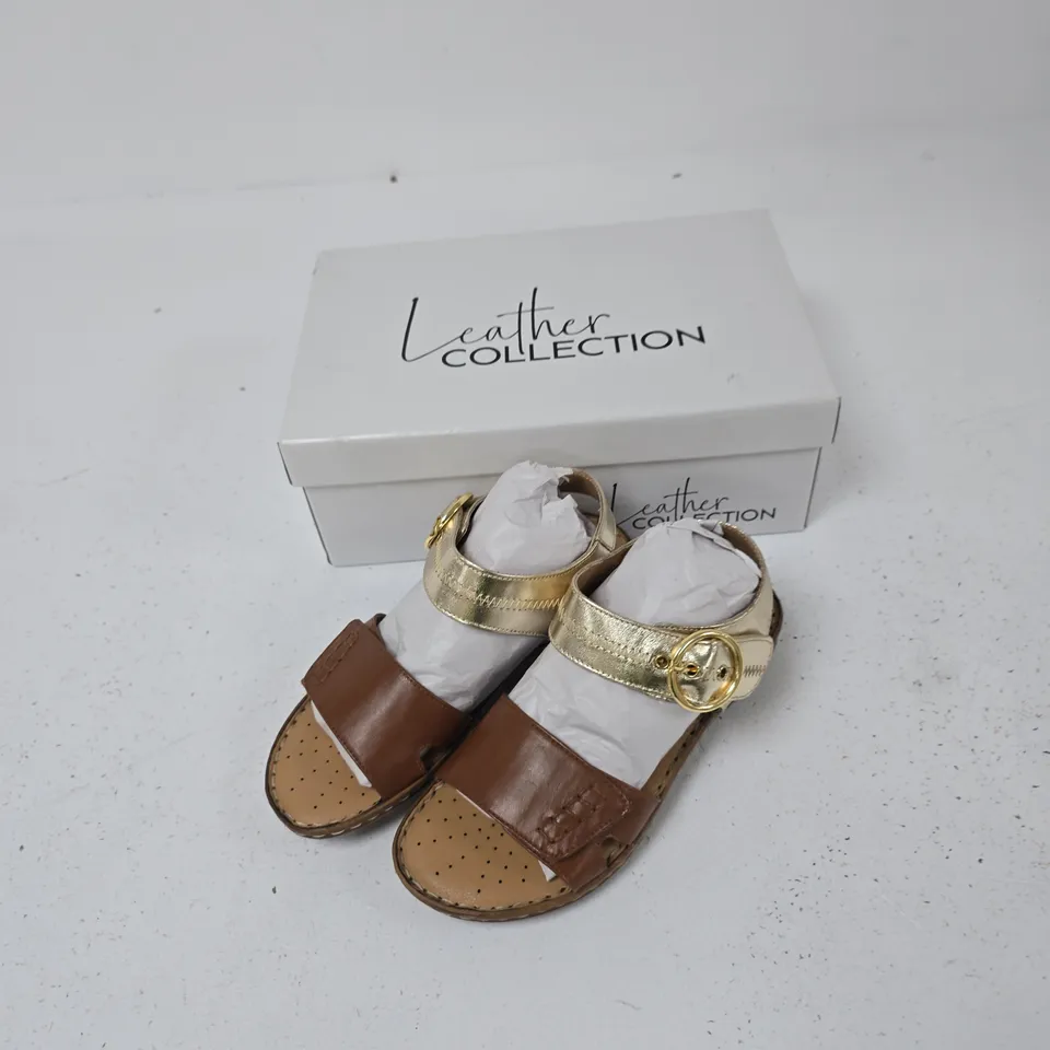 NATASHA LEATHER COLLECTION SANDALS – UK 4 – TAN