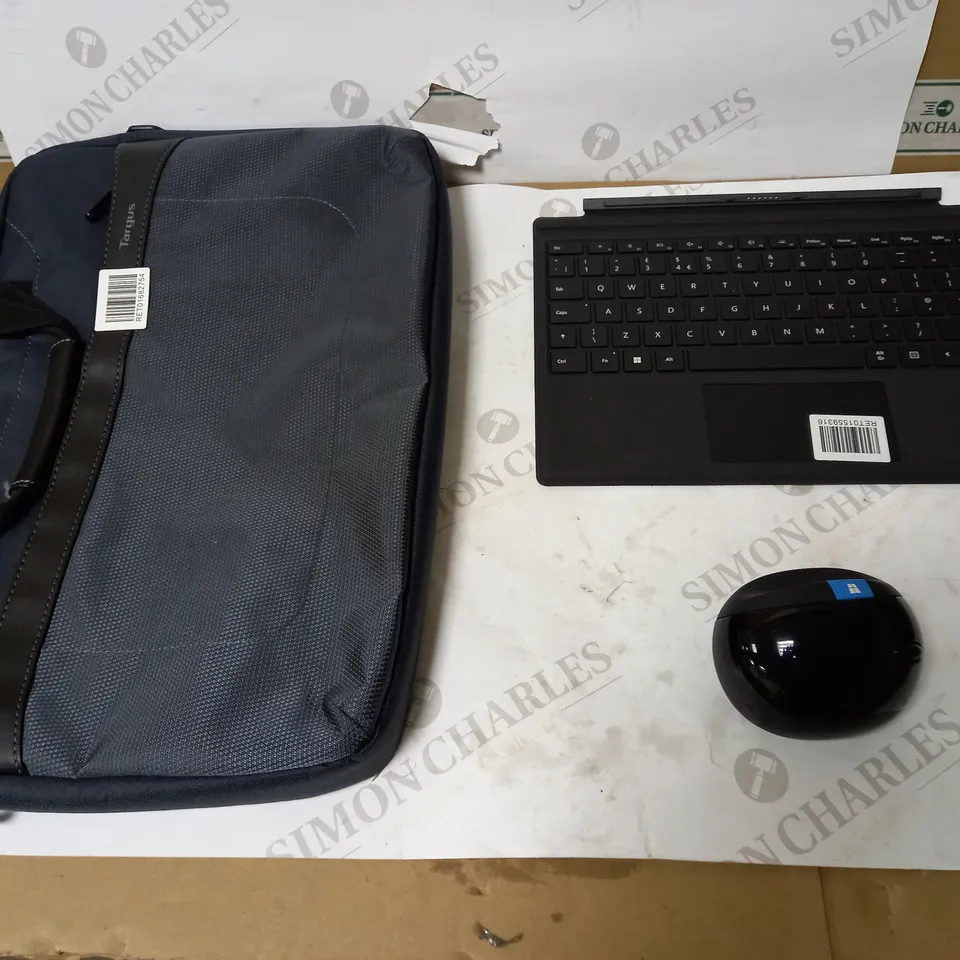 LOT OF APPROX. 3 LAPTOP ACCESSORIES TO INCLUDE MICROSOFT SURFACE KEYBOARD, MOUSE AND LAPTOP BAG
