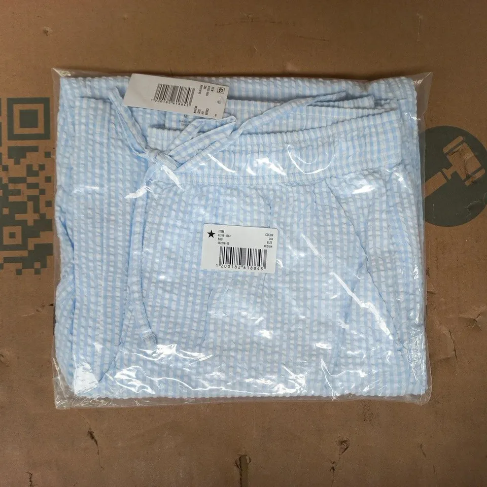 BAGGED HOLLISTER LOW RISE BAGGY PULL ON PANTS IN BLUE GINGHAM SIZE MEDIUM