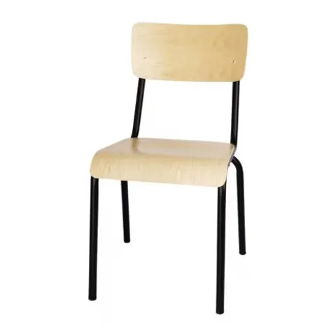 BOXED BOLERO FB949 CANTINA SIDE CHAIR WITH WOODEN SEAT PAD AND BACKREST BLACK (PACK OF 4)