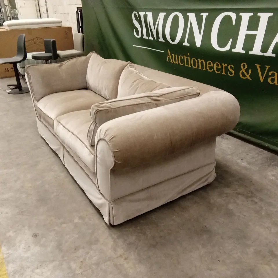 DESIGNER LARGE 2 SEATER SOFA IN CHAMPAGNE FABRIC
