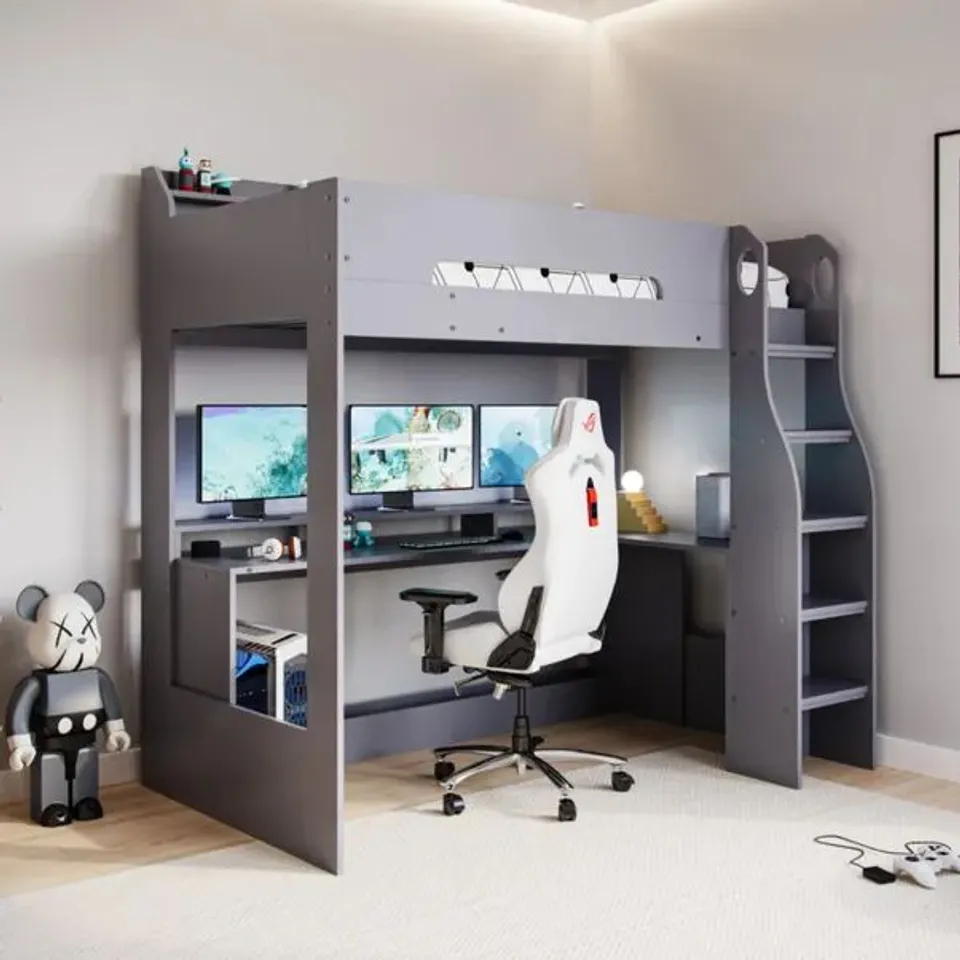BOXED FLAIR SKYHIGH GAMING HIGH SLEEPER, SINGLE - ANTHRACITE (5 BOXES)