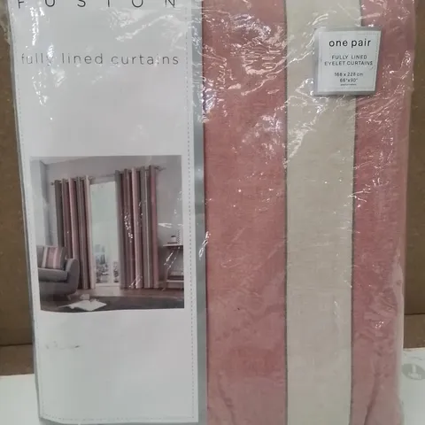 BRAND NEW FUSION FULLY LINED EYELET CURTAINS 168 X 228CM -CREAM/PINK-