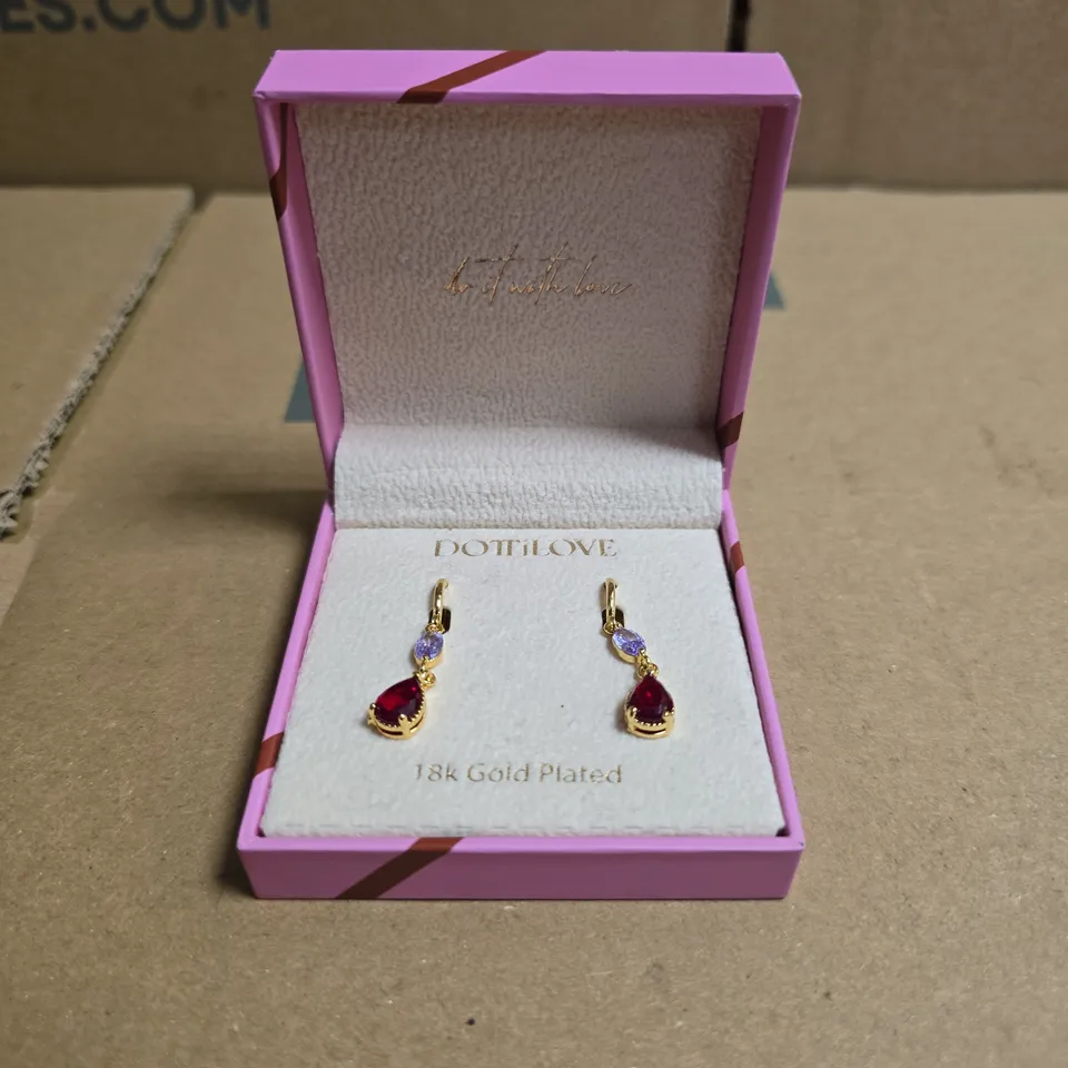 BOXED DOTILOVE 18K GOLD PLATED DANGLING EARRINGS