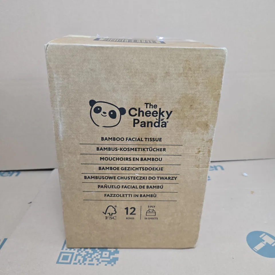 THE CHEEKY PANDA BAMBOO FACIAL TISSUE – 12 BOXES, 3-PLY, 56 SHEETS EACH