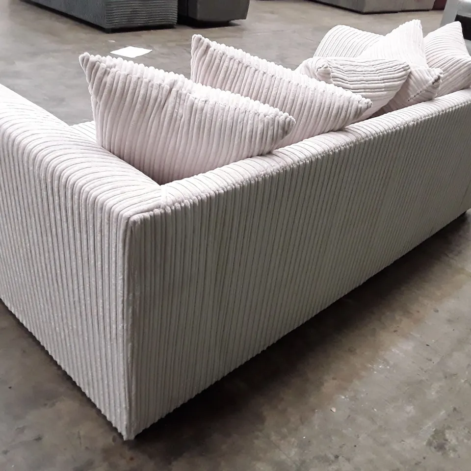 QUALITY DESIGNER MOANA 3 SEATER SOFA - CREAM JUMBO CORD FABRIC 