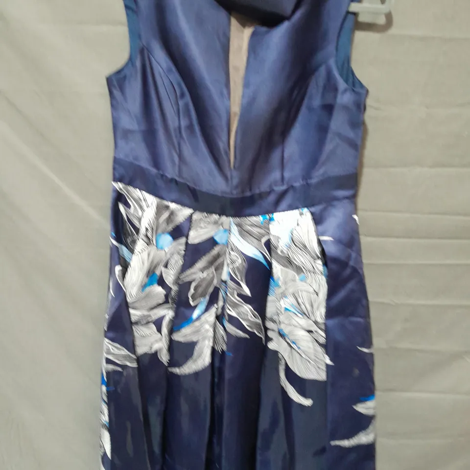 ALISA STYLE BLUE FLORAL BELTED DRESS - XXL