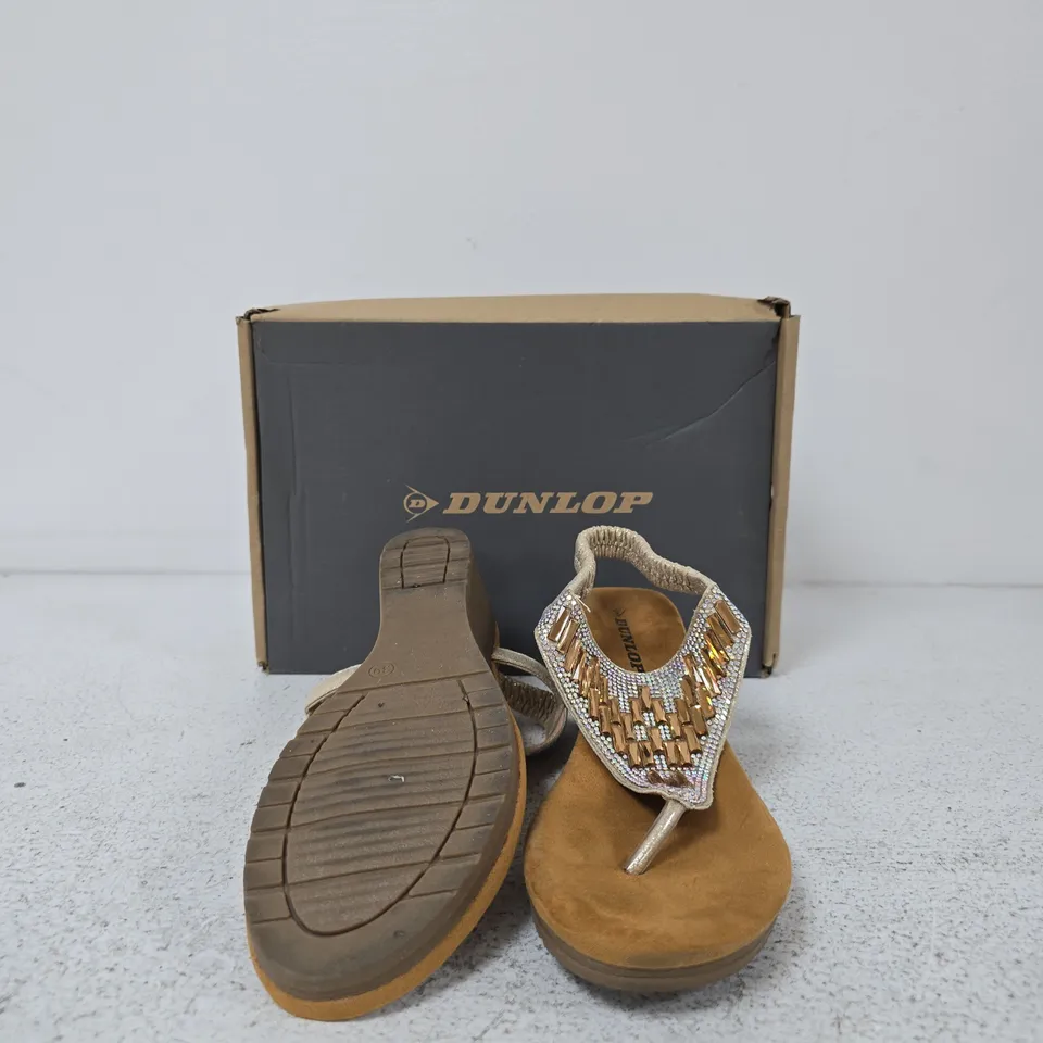 DUNLOP ABIGAIL DLP168 LIGHT GOLD WEDGE SANDALS – UK 6