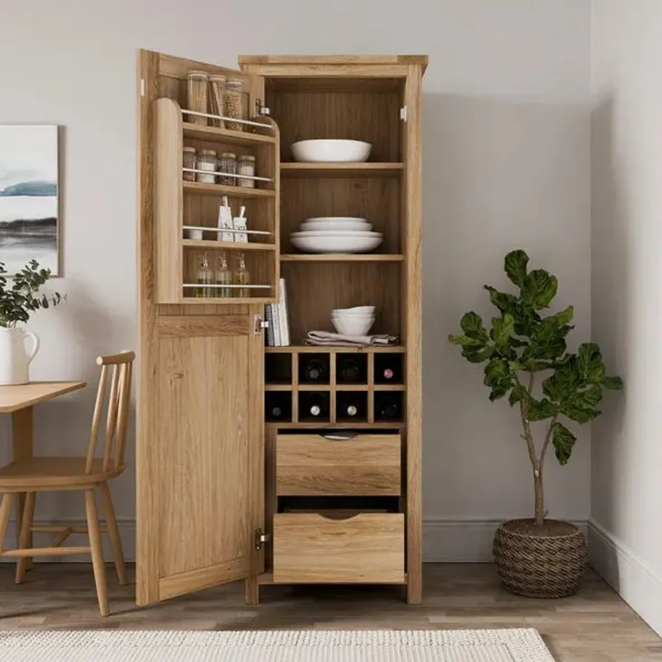 BOXED OLNEY COMPACT KITCHEN LARDER UNIT - OAK (2 BOXES)