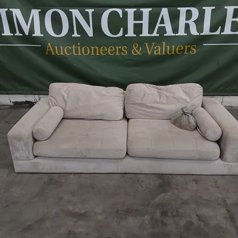 DESIGNER FABRUC UPHOLSTERED SOFA WITH CUSHIONS
