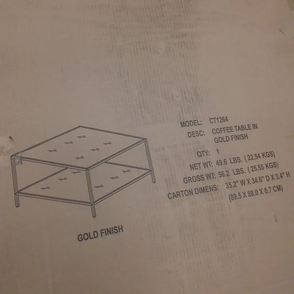 BOXED DEIN COFFEE TABLE - GOLD FINISH