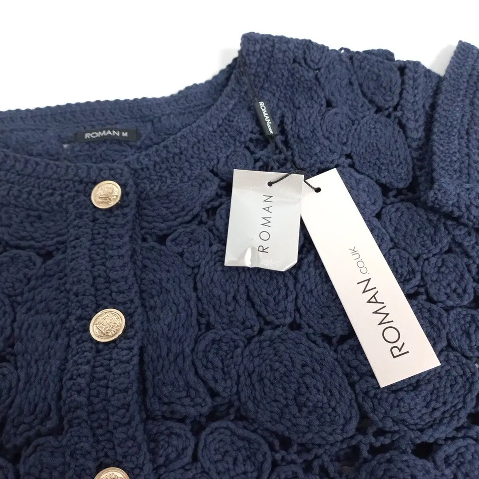 ROMAN CROCHET KNIT JACKET IN NAVY - M