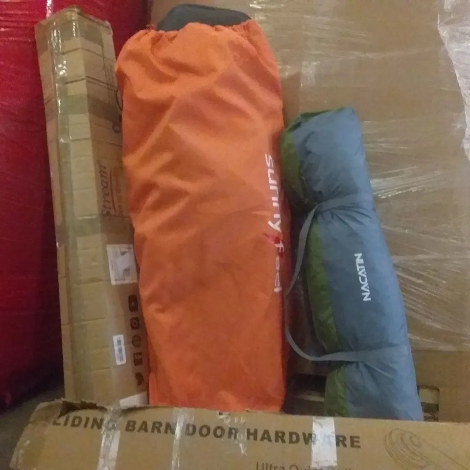 PALLET OF ASSORTED ITEMS INCLUDING PVC BACKDROP, IMEK SCOOTER , HEATED FOOT MASSAGER ,LAP DESK , LASER TONER CARTRIDGE 