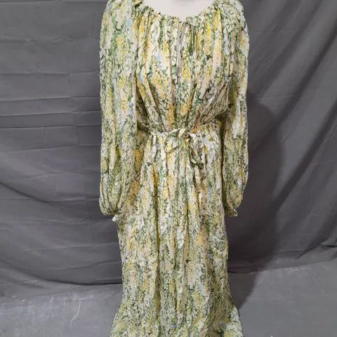 ARKET TIE DRESS IN YELLOW FLORAL SIZE 14