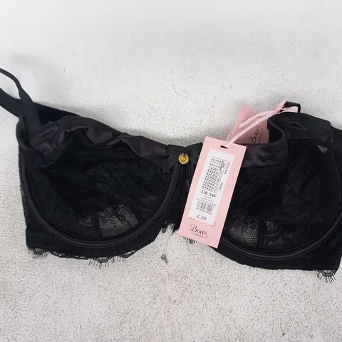 BOUX AVENUE DARIA LACE BALCONETTE BRA IN BLACK SIZE 34F