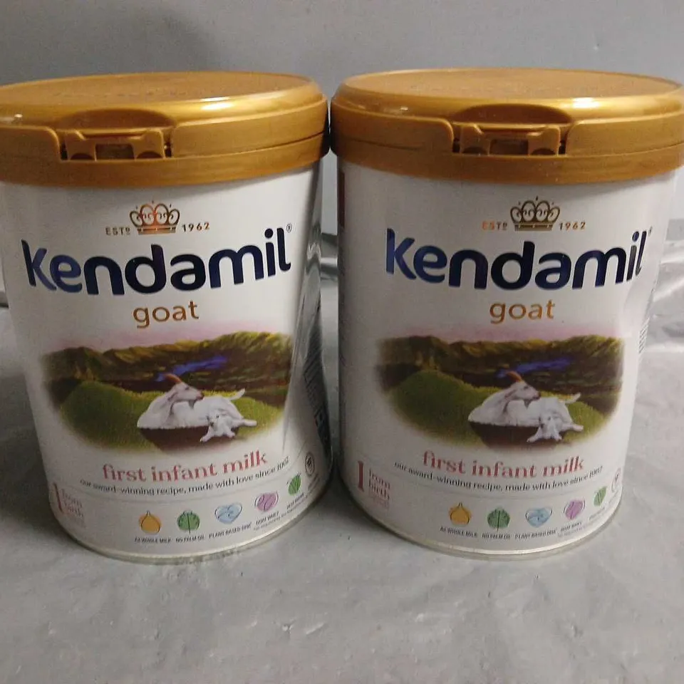 LOT OF 2 800G TUBS OF KENDAMIL GOAT FIRST INFANT MILK 