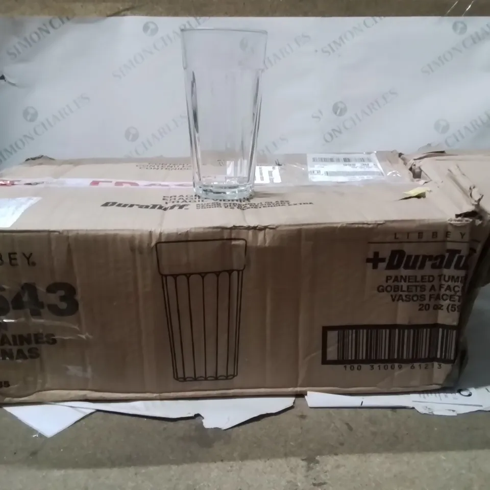 BOXED LIBBEY PANELED TUMBLER GLASS APPROXIMATELY 18