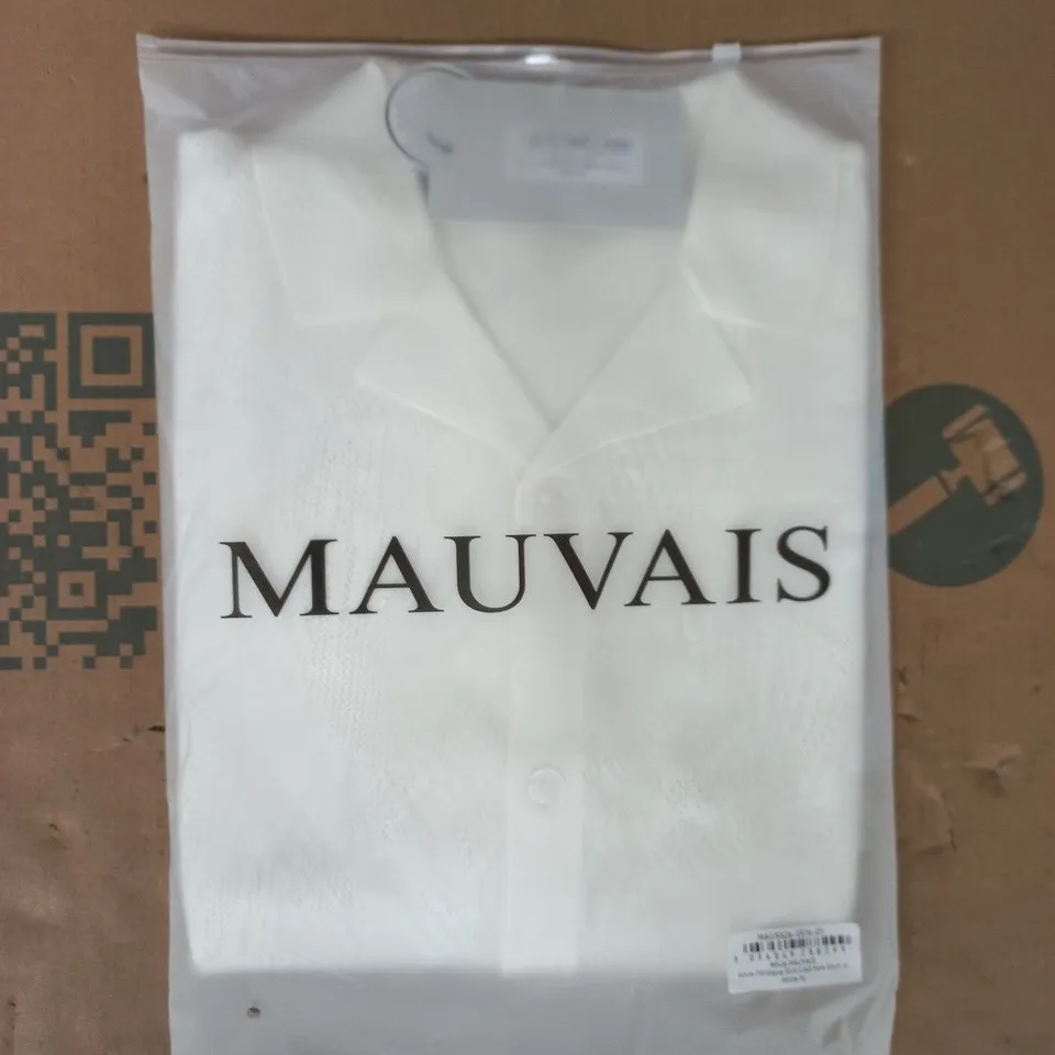BAGGED MAUVAIS POINTELLE SLIM LEAF KNIT SHIRT IN WHITE SIZE XL