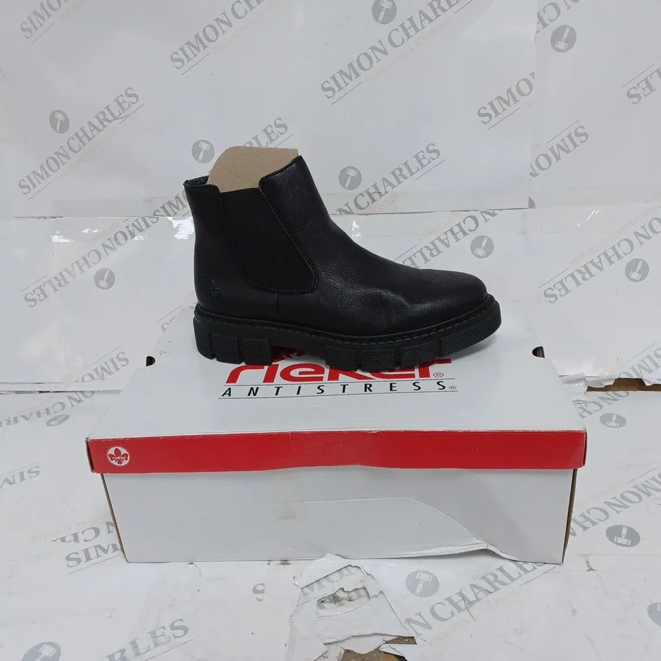 BOXED RIEKER BLACK CHUNKY ANKLE BOOTS- SIZE 6