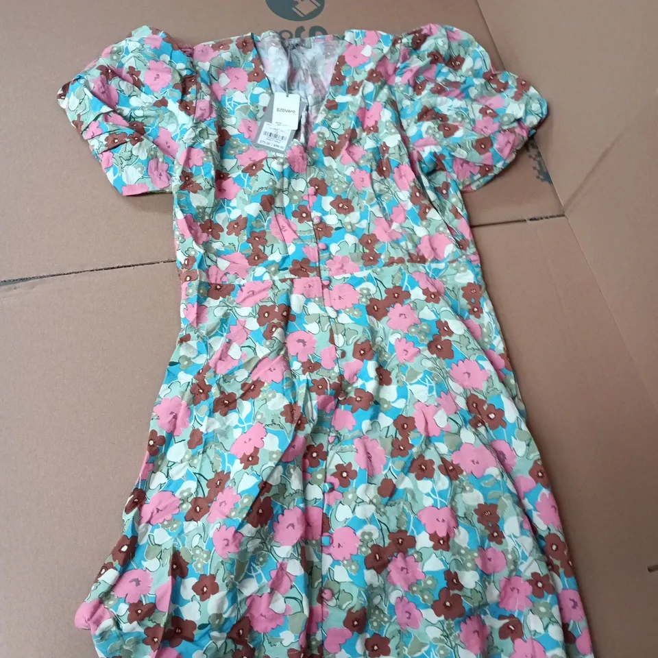 OLIVER BONAS MENINA BUTTON THROUGH MINI DRESS IN PINK FLORAL MULTI - SIZE 12