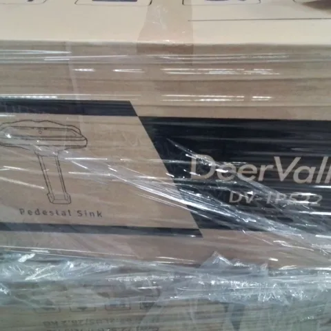 PALLET CONTAINING 4 DEERVALLEY DV-1P521 PEDESTAL BATHROOM SINK BASINS