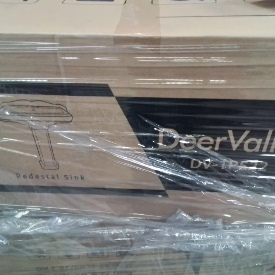 PALLET CONTAINING 4 DEERVALLEY DV-1P521 PEDESTAL BATHROOM SINK BASINS