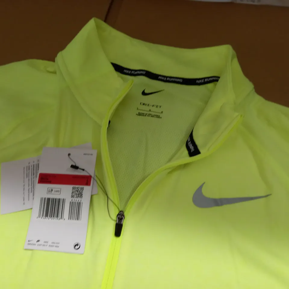 NIKE RUNNING FLUO YELLOW HALF ZIP TOP - L