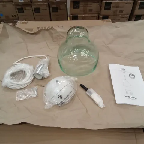 BRAND NEW BOXED JELLY 2220 - TRANSLUCENT BLUE/TEAL GLASS CEILING PENDANT // SKU: PJ03911012 (1 BOX)