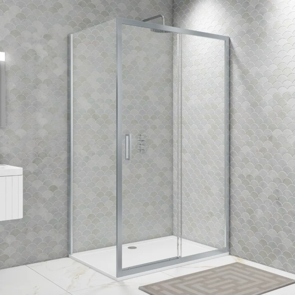 BOXED PAVO 1600MM X 8MM FIXED CHROME PANEL