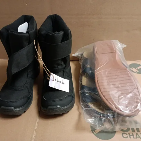 BOX OF APPROXIMATELY 15 ASSORTED PAIRS OF SHOES AND FOOTWEAR ITEMS IN VARIOUS COLOURS, STYLES, AND SIZES - COLLECTION ONLY