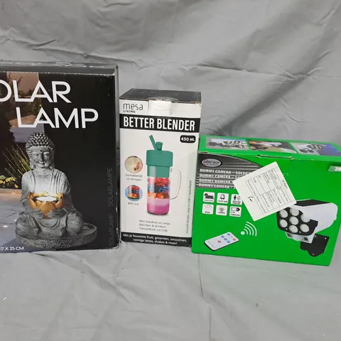 CAGE OF APPROXIMATELY 15 ASSORTED HOUSEHOLD ITEMS TO INCLUDE  - SOLAR BUDDHA LAMP - BETTER BLENDER AND A DUMMY CAMERA - COLLECTION ONLY