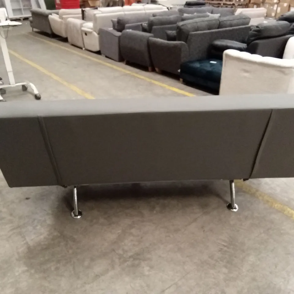 DESIGNER CLICK CLACK FAUX LEATHER SOFA BED - GREY