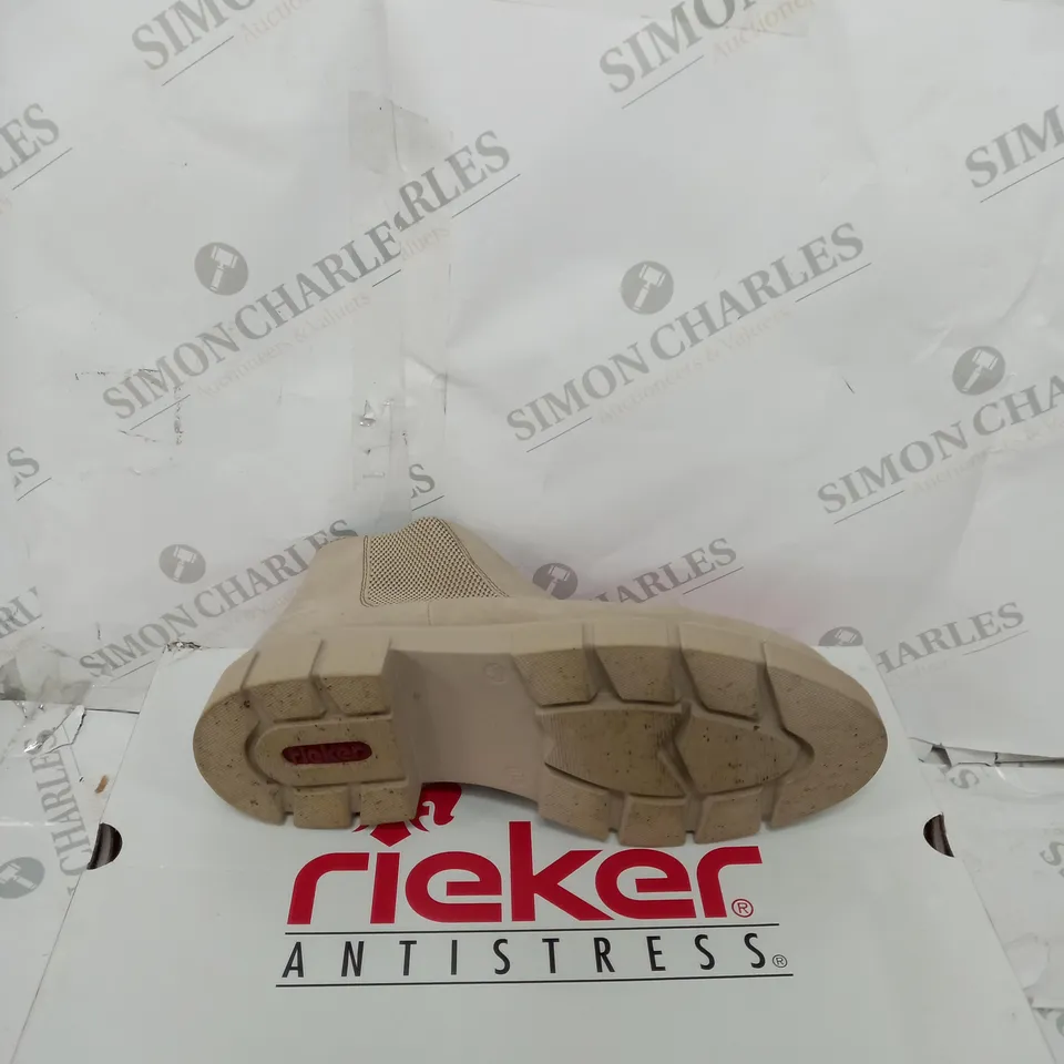 BOXED RIEKER CHUNKY ANKLE BOOTS, OFF WHITE - SIZE 6