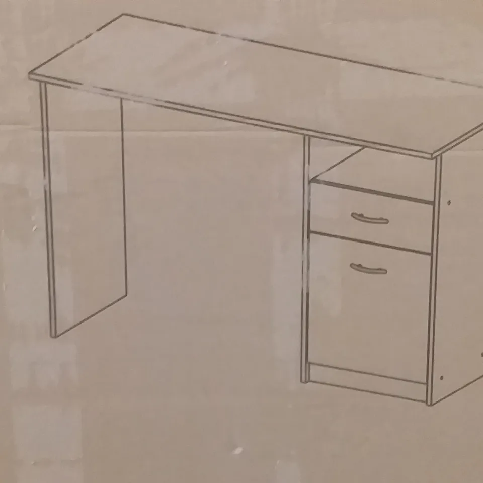 BOXED DESIGNER DESK WITH STORAGE IN WHITE / BLACK 
