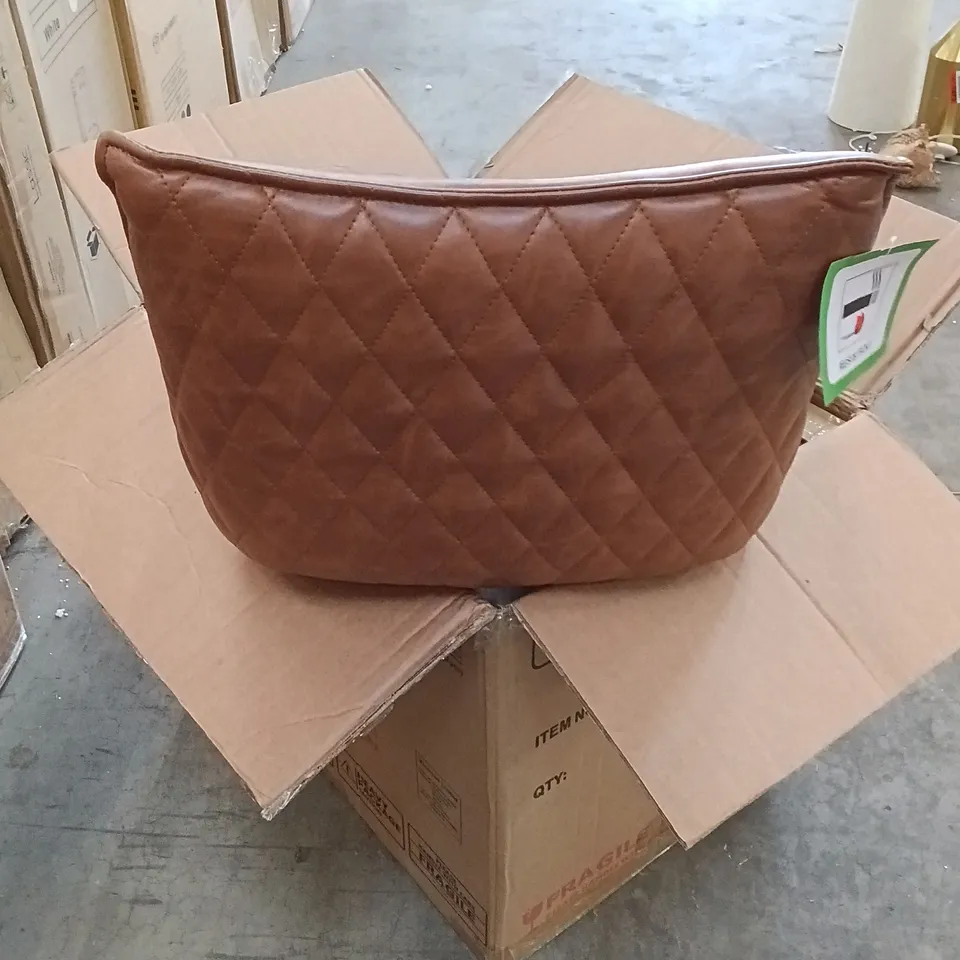 BOXED FAUX LEATHER DINING STOOLS (SET OF 2) - BROWN/BLACK LEGS (1 BOX)