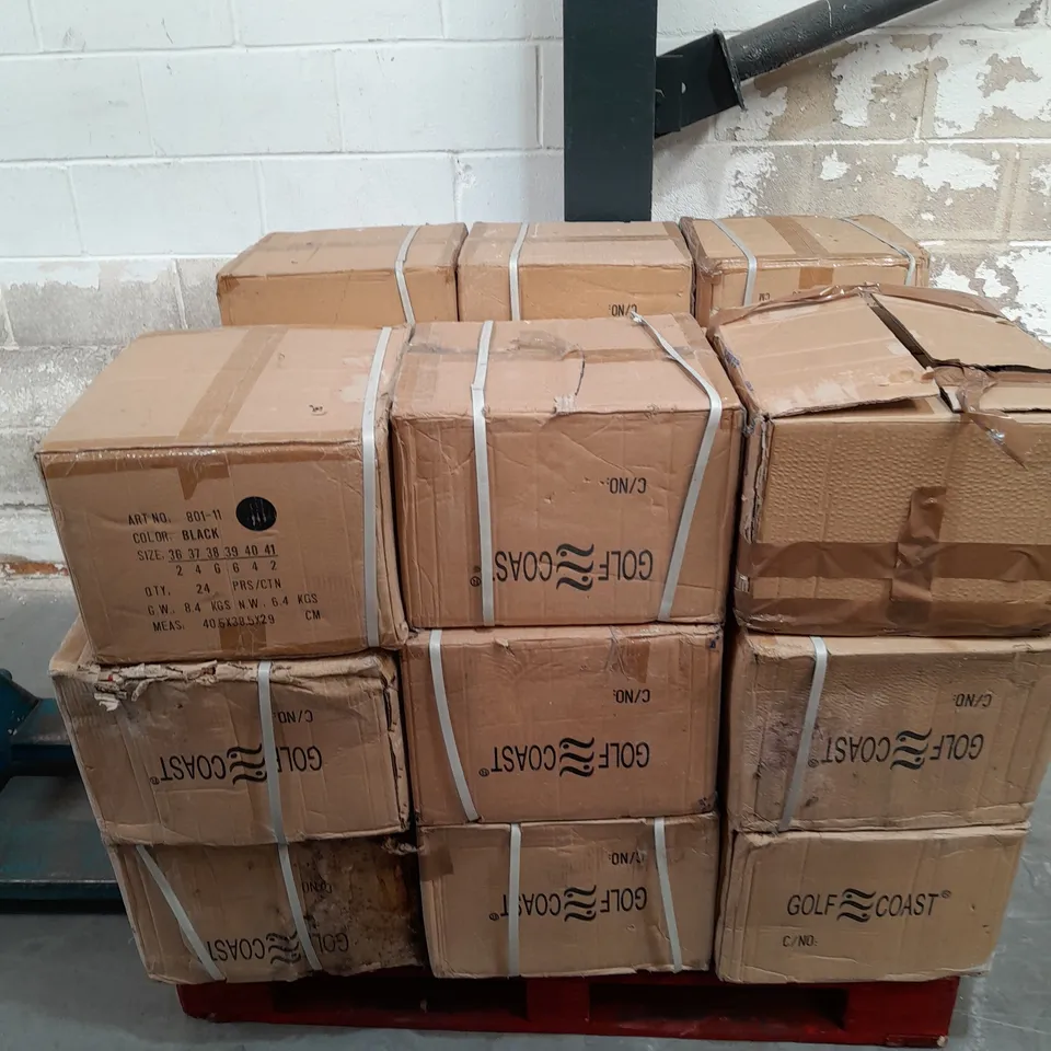 PALLET OF GOLF COAST SANDALS IN VARIOUS COLOURS AND SIZES