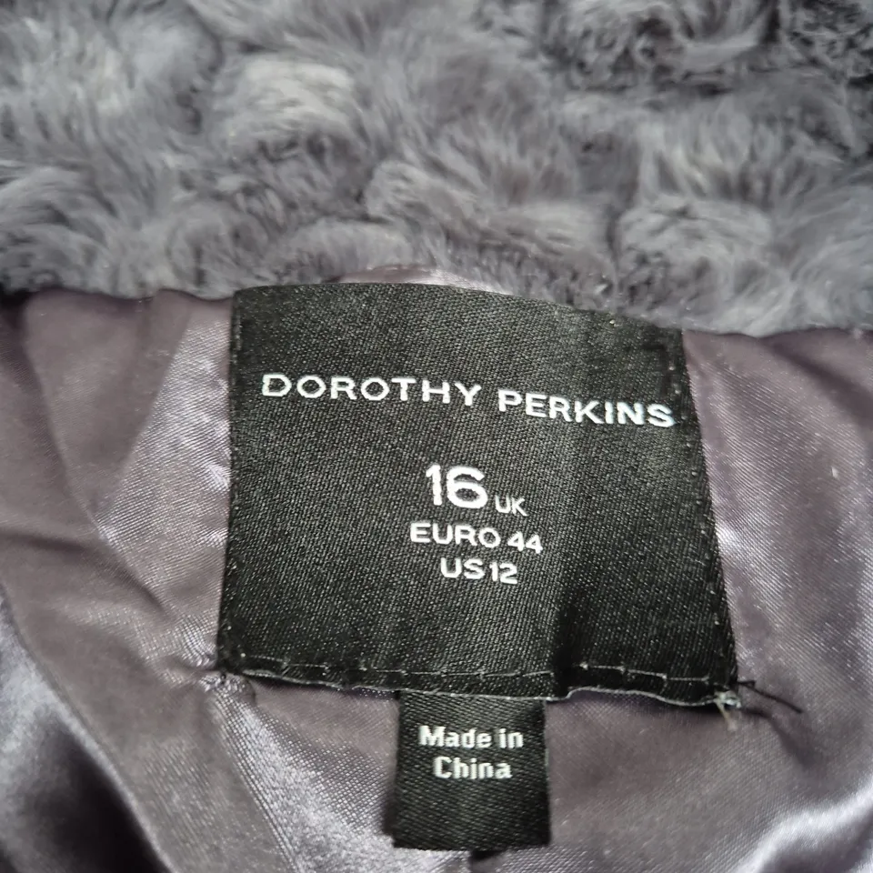 DOROTHY PERKINS GREY FAUX-FUR COAT – UK 16 (EU 44)