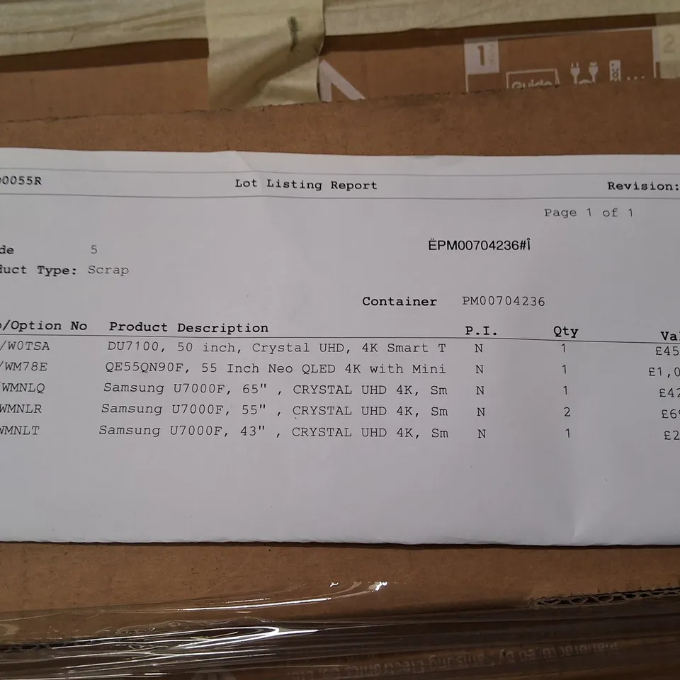 PALLET CONTAINING 6 ASSORTED DAMAGED TVS